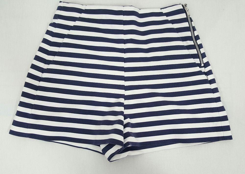 BNWT High Waist Navy Striped Shorts