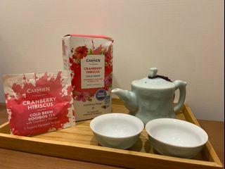 福利品 夏日首選 隨沖即喝 水果冷泡茶/冰茶 南非博士茶 國寶茶  立體三角茶包系列 蔓越莓洛神花風味冷泡茶 低卡、無糖零咖啡因