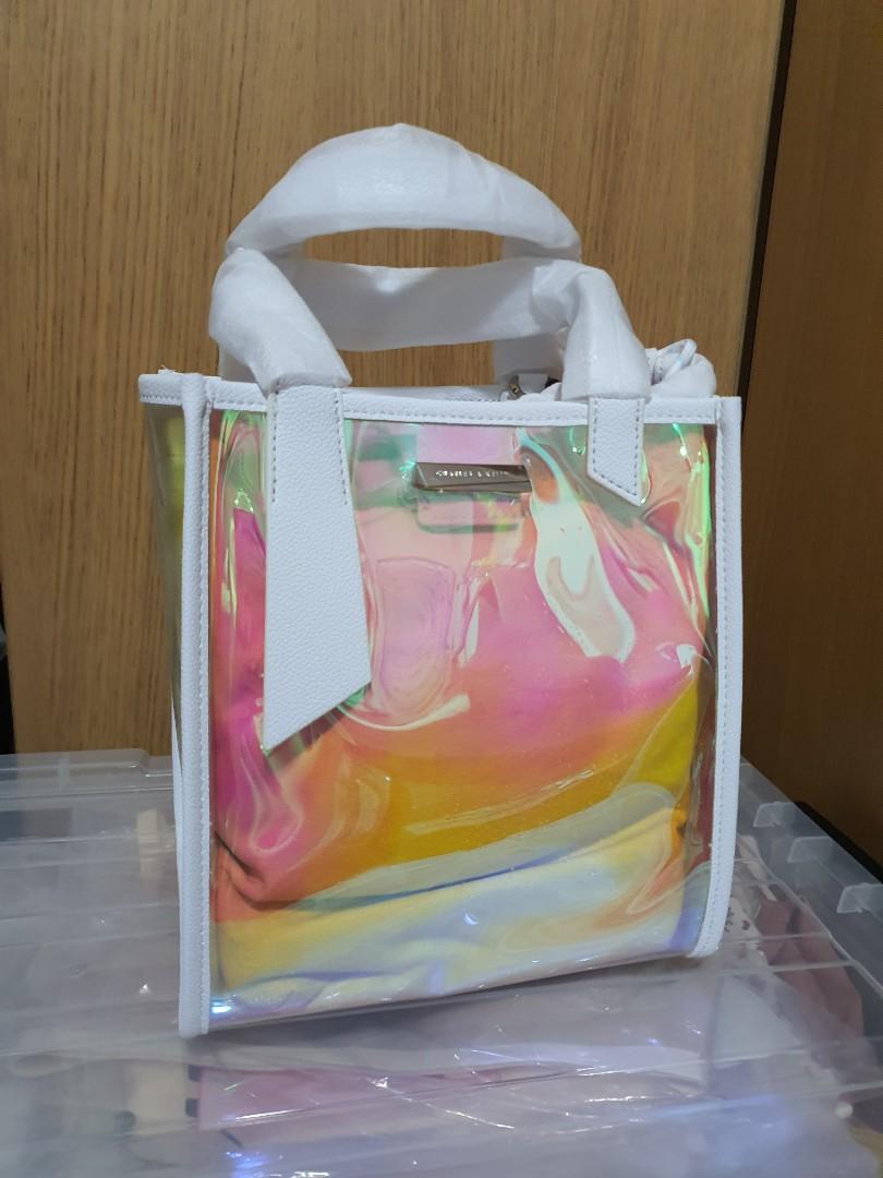 Charles Keith holographic sling bag with top handle Women s Fashion Bags Wallets Cross body Bags on Carousell