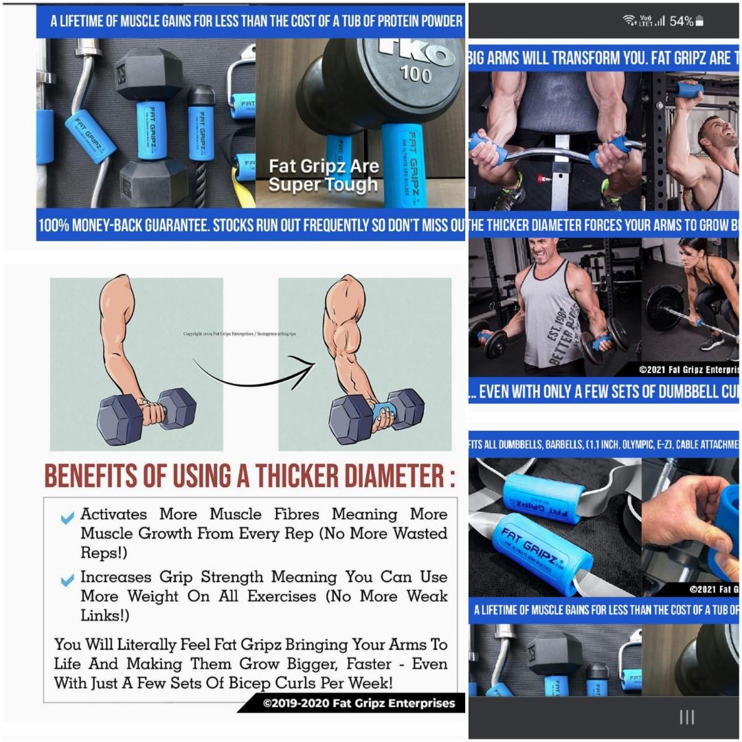 fat gripz for barbell, dumb bell, etc, Sports Equipment, Exercise