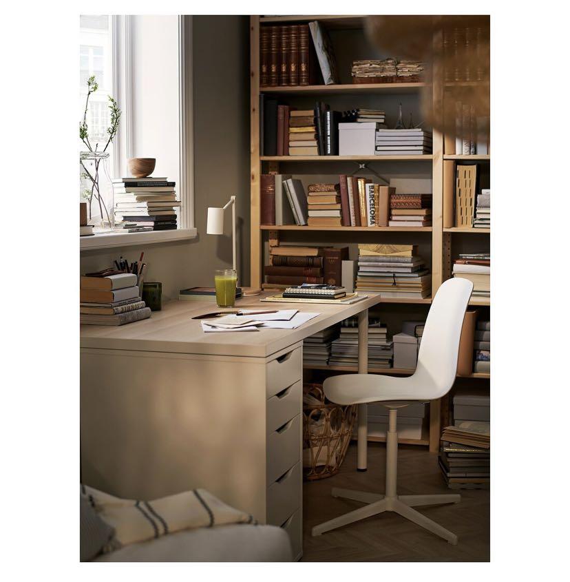 IKEA LEIFARNE Swivel White Chair Furniture Home Living Furniture Chairs on Carousell