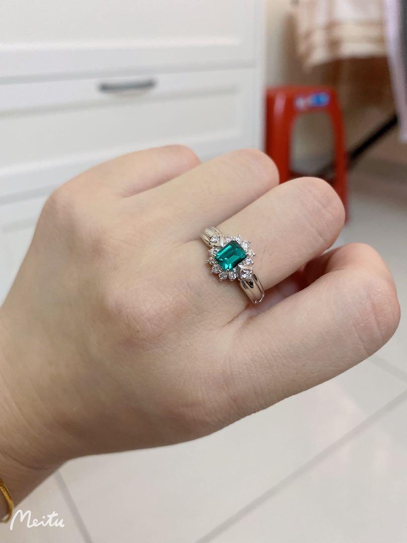 Japan brand crescent vert pt900 emerald natural diamond ring