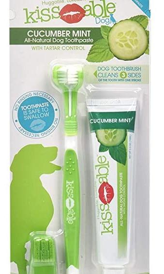 KISSABLE Dog Dental Kit All Natural Toothpaste Gum Hugging