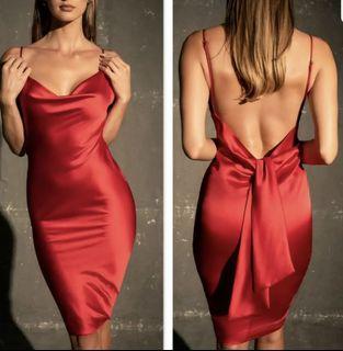 MESHKI liana red low back dress size; S