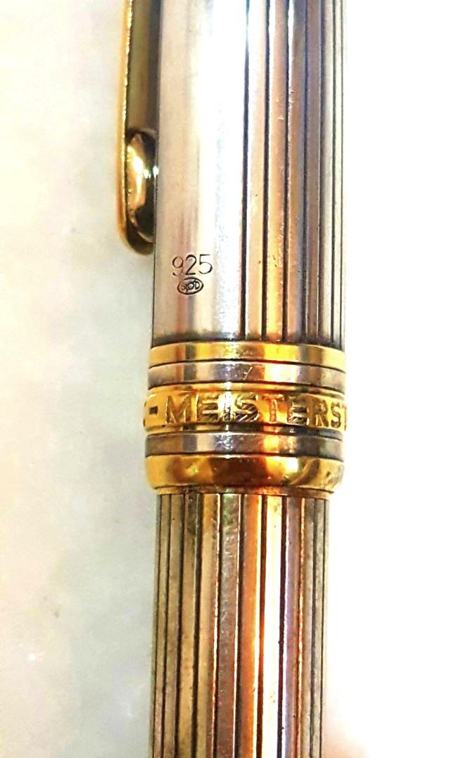 MONTBLANC MEISTERSTUCK Ag 925 STERLING SILVER PINSTRIPE WITH 18K GOLD ...