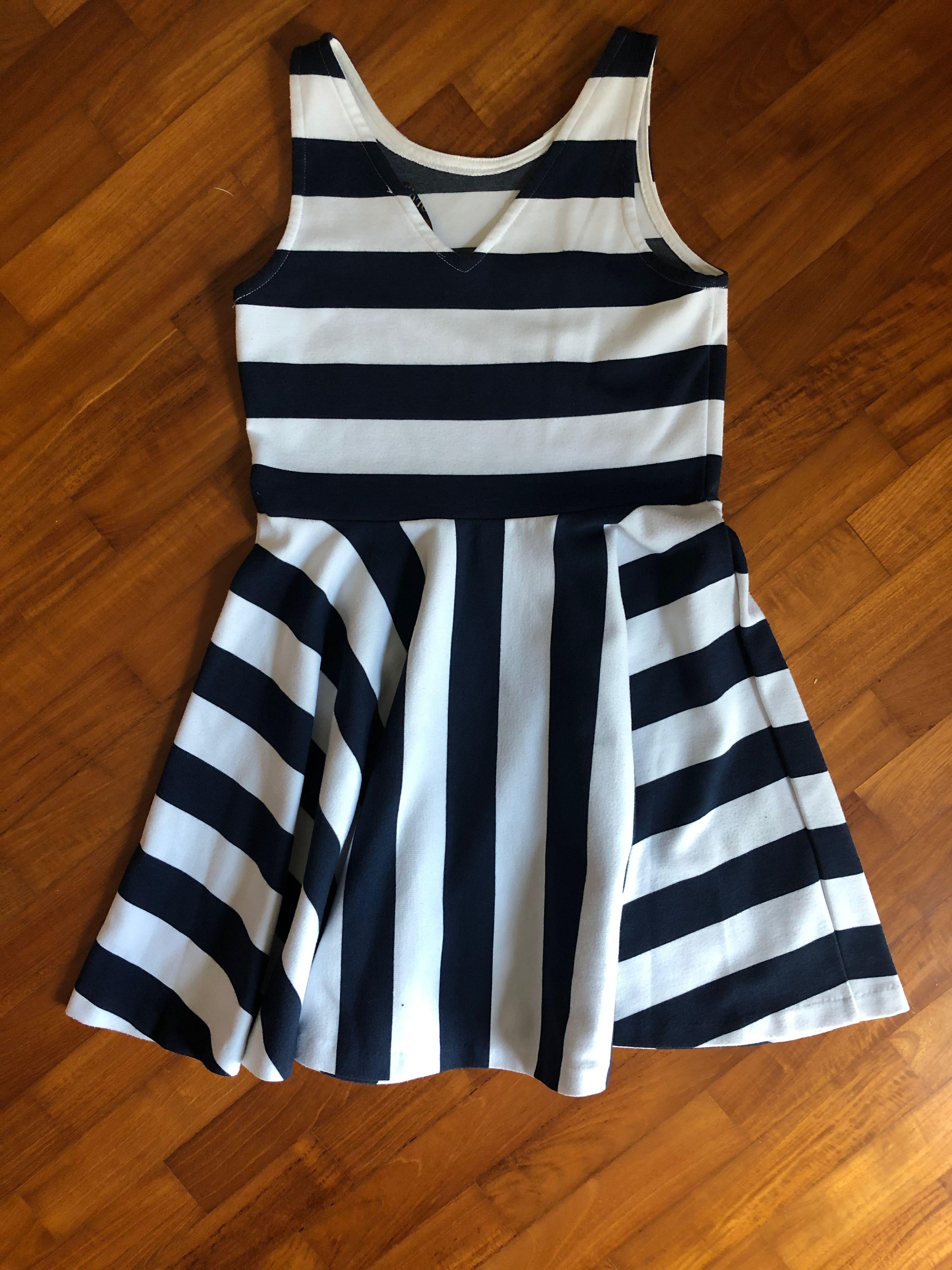 Polo Ralph Lauren girl dress stripes navy blue white