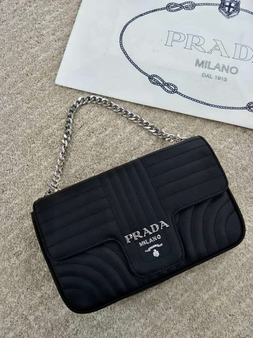 Prada bag with silver chain deals