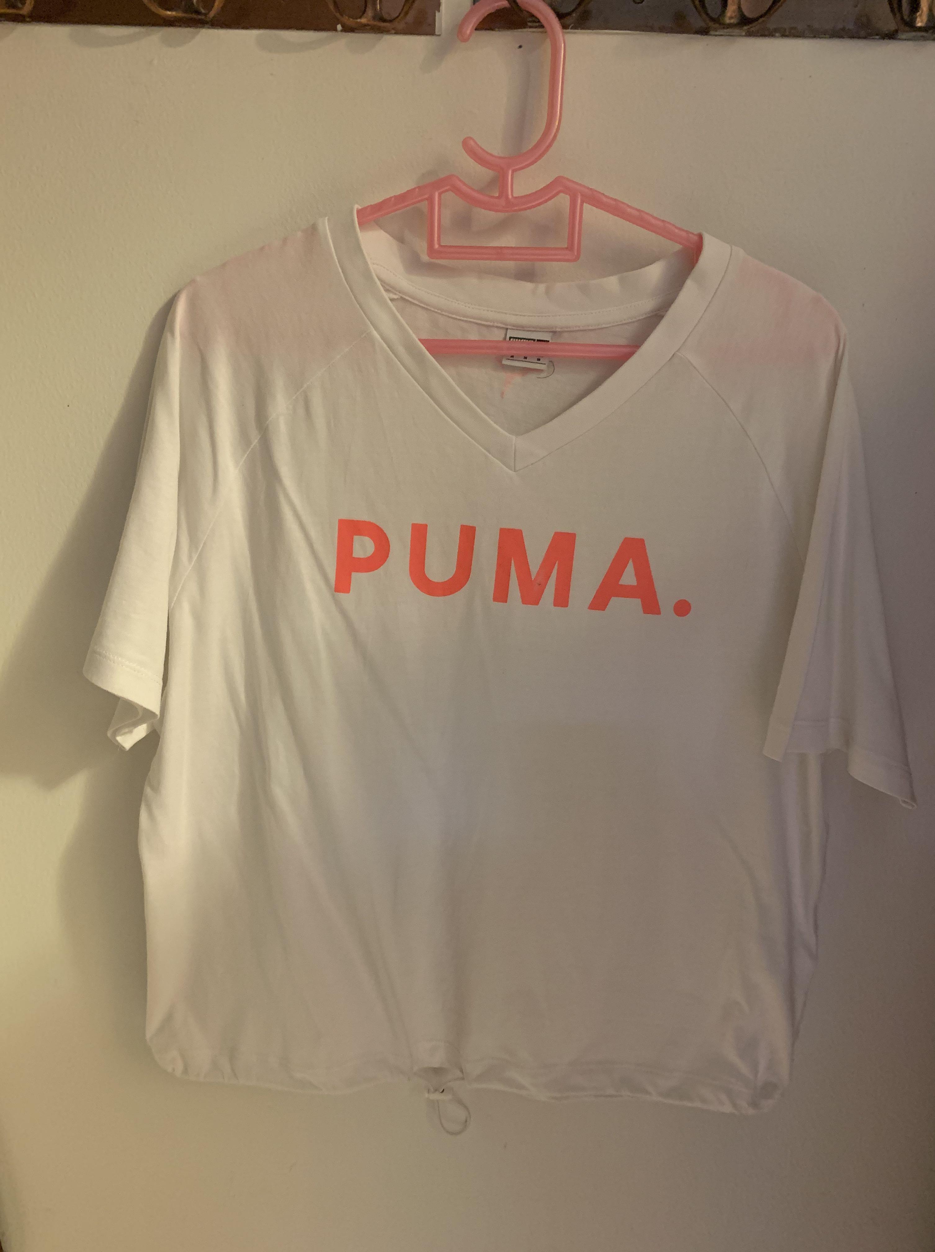 PUMA white sports shirt, Women's Fashion, Tops, Other Tops on Carousell