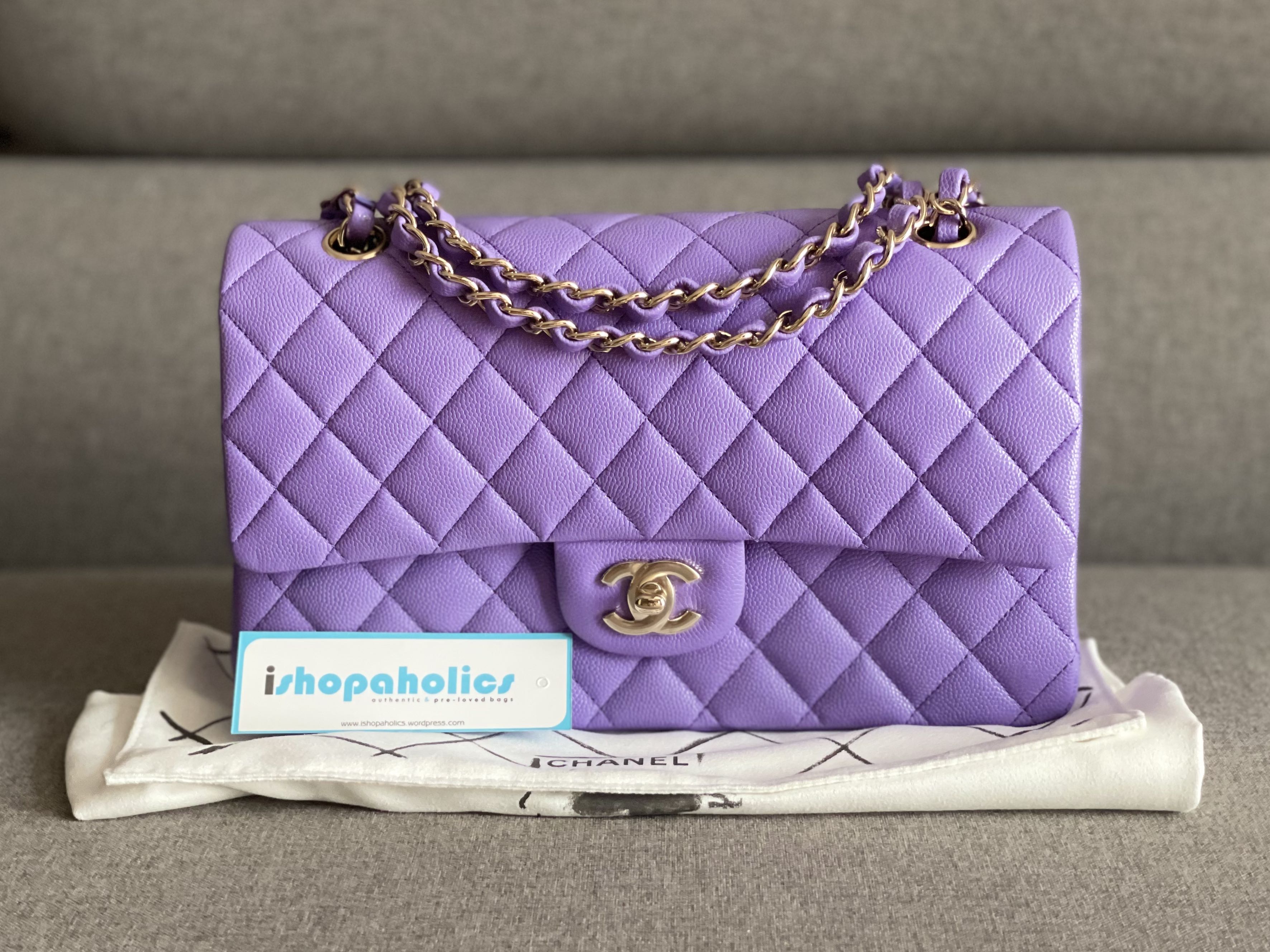 🦄RARE!!! BNIB CHANEL 20s Purple Medium Caviar Classic Flap LGHW