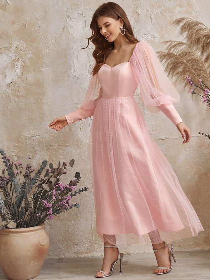 Shein pink maxi dress online