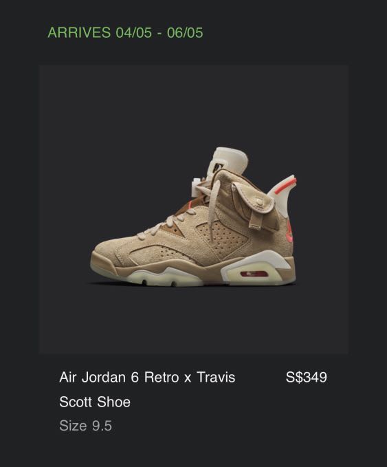 travis scott 6 size 9