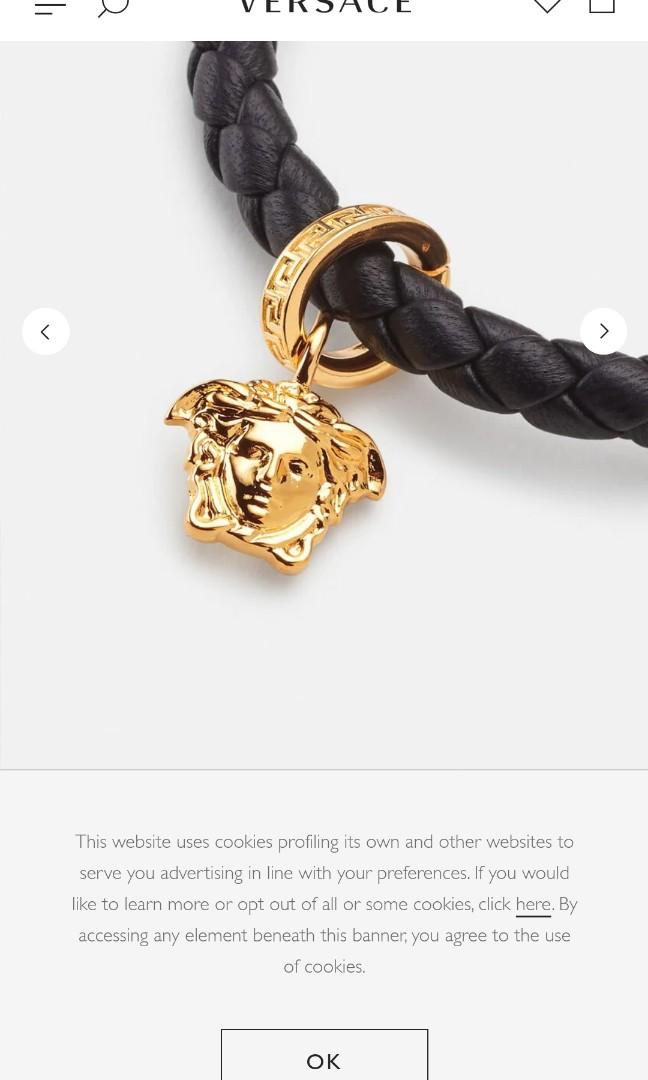 Versace braided leather charm bracelet top