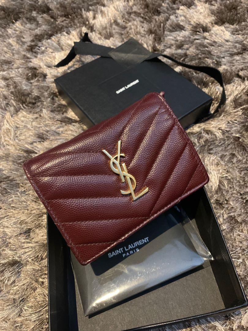 ysl burgundy wallet