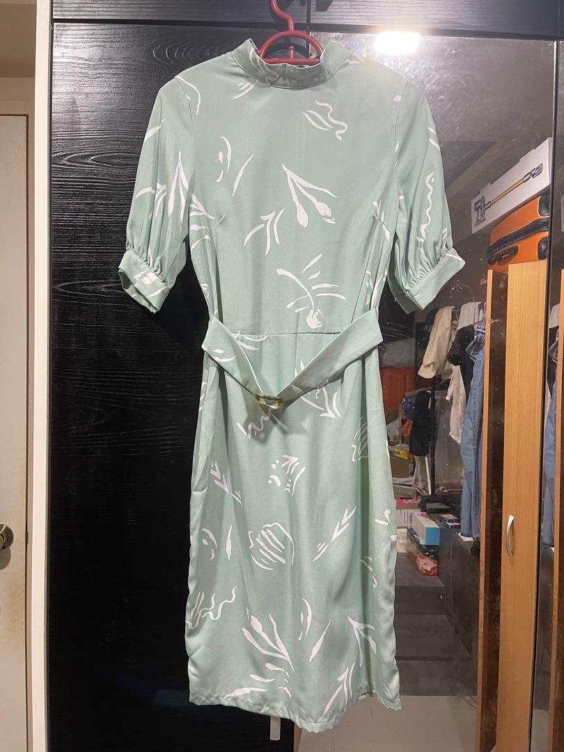 Zalora H&M Office wear Formal Casual Cocktail Bridesmaid dress casual midi  dress long sleeve maroon navy blue rust orange mint white Size XS, Women's  Fashion, Muslimah Fashion, Dresses on Carousell