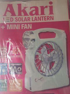Akari led solar rechargeable 4 inch mini fan with lantern