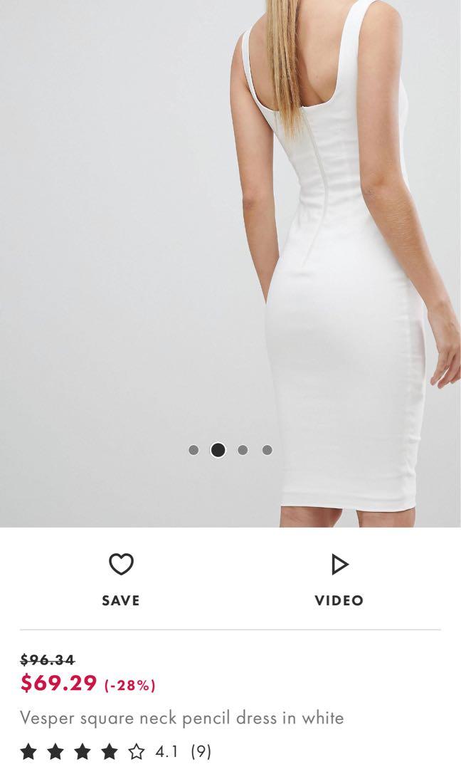 vesper square neck pencil dress in white