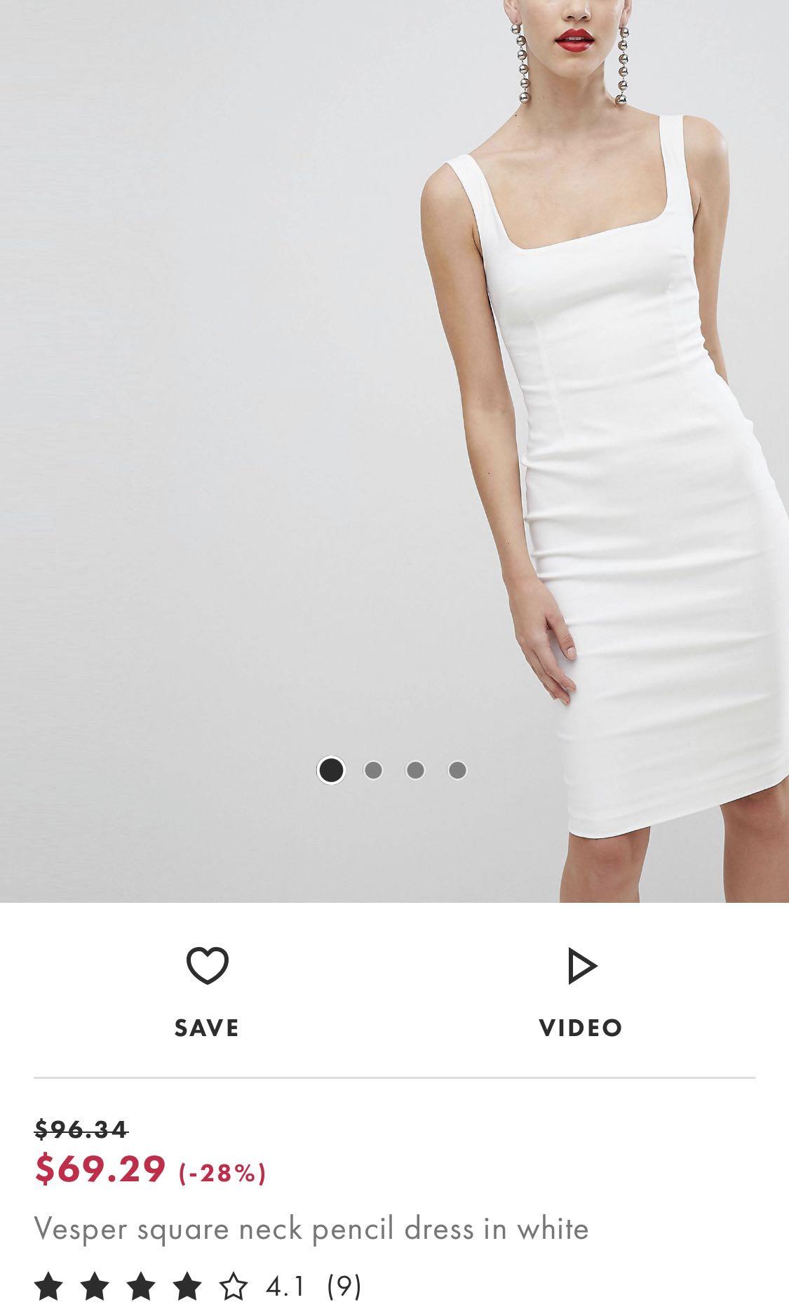 Vesper square neck pencil dress in white store
