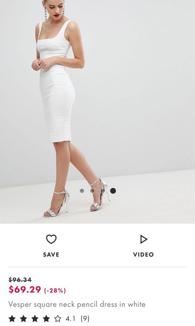 Vesper square neck pencil dress in white top
