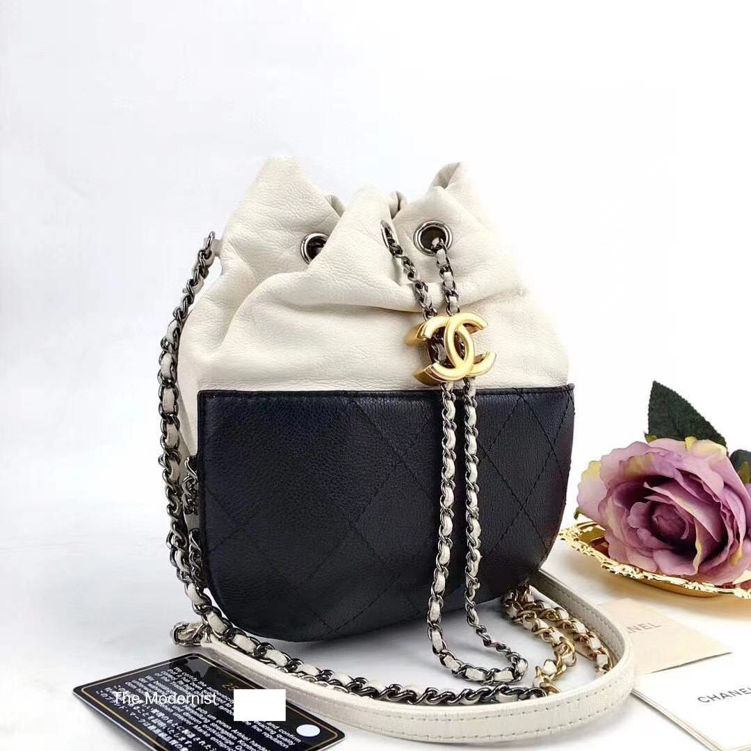 Authentic Vintage Chanel Black Caviar Leather Drawstring Bucket Bag Gold  Hardware, Luxury, Bags & Wallets on Carousell