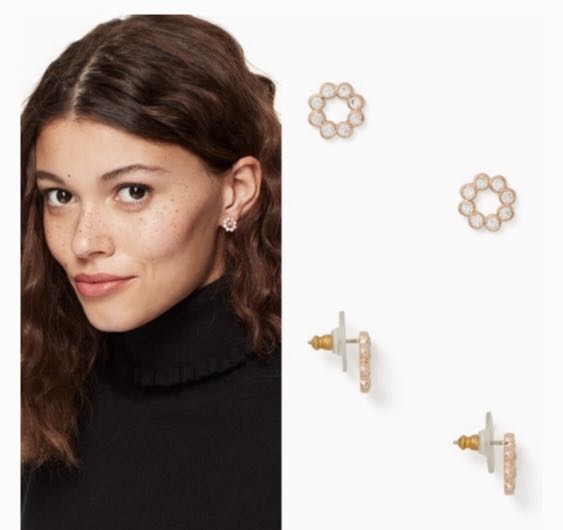 Brand New Auth Kate Spade Full Circle Clear Gold Stud Earrings