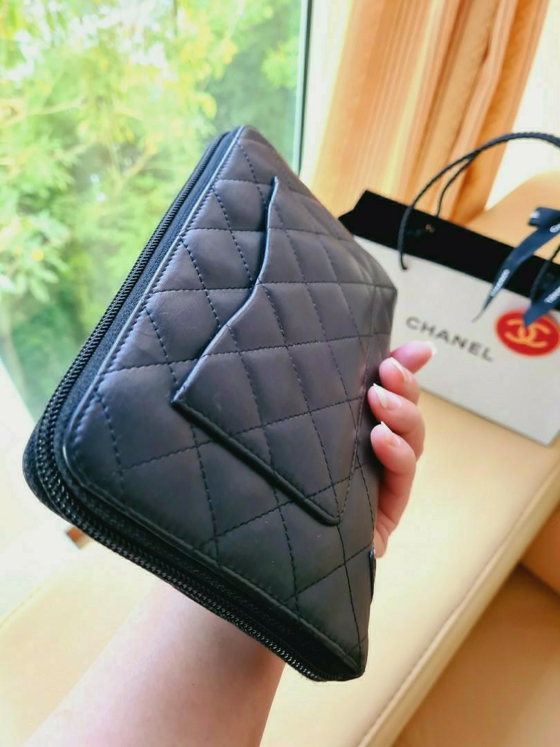 Chanel Black Pink Leather Organizer Wallet Clutch Bag, Luxury