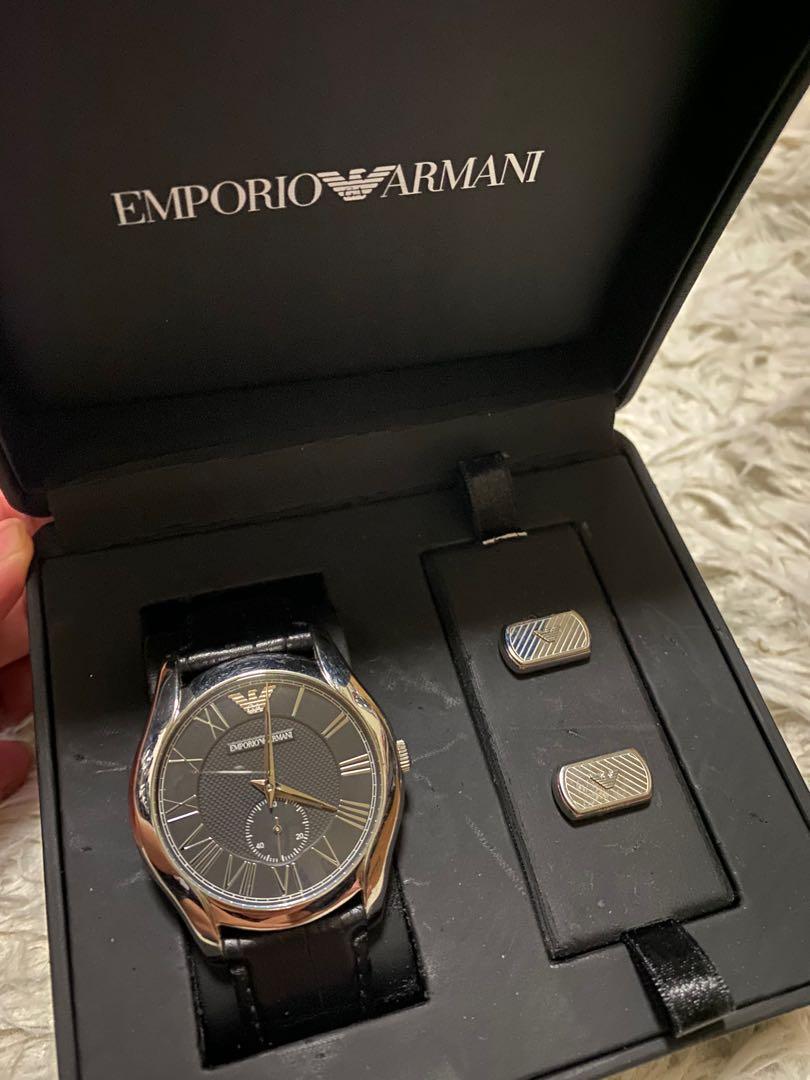 Armani watch store and cufflink set