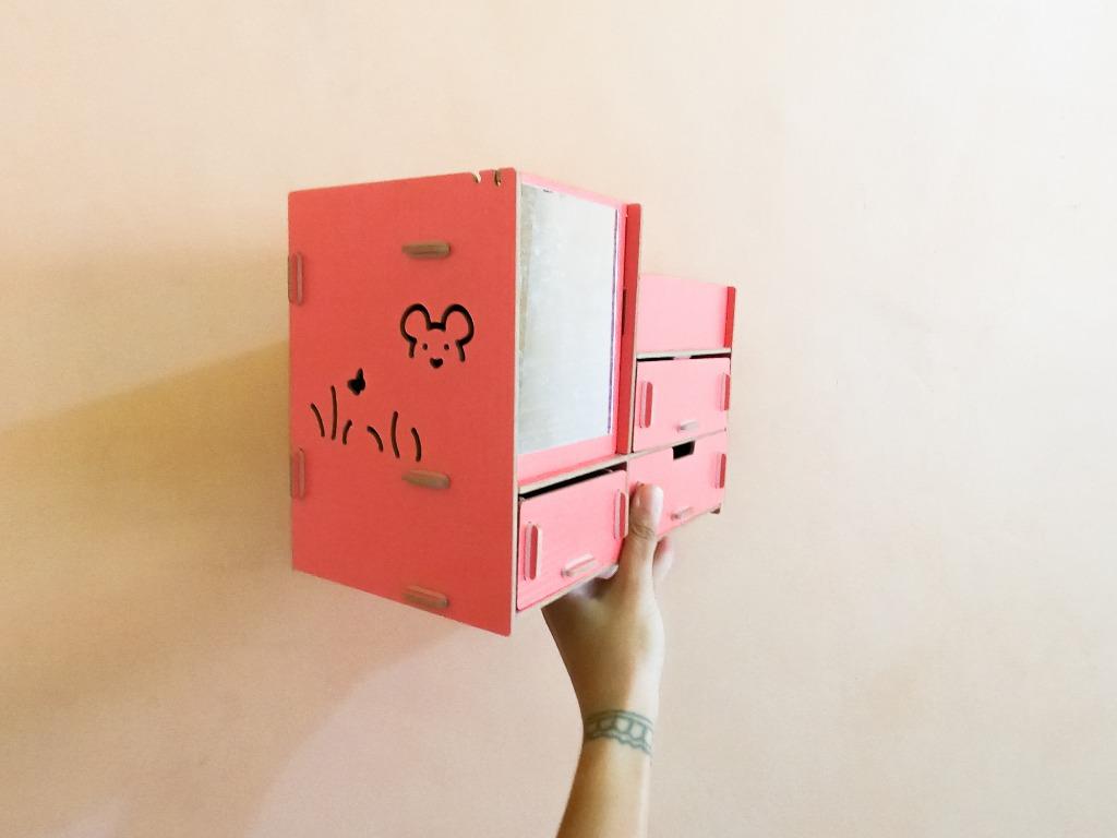 Collapsible Drawer - Small (Category: Storage Boxes & Baskets) located in Makati City. Submitted by titaarlet (Listing ID 1079436962, Image 2). Description: made of woodish thin board that are assembled into a tiny drawer. has pastel green too, check last photos RFS Decluttering.