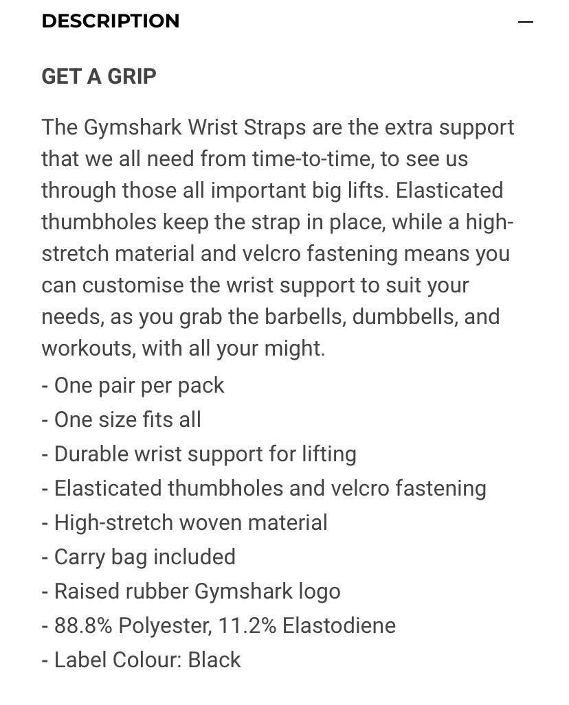 Gymshark wrist strap-black