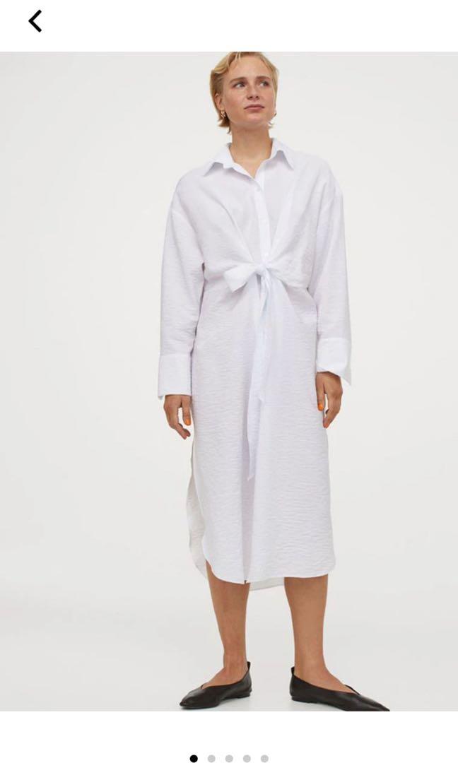 H M tie front shirt dress Women s Fashion Dresses Sets
