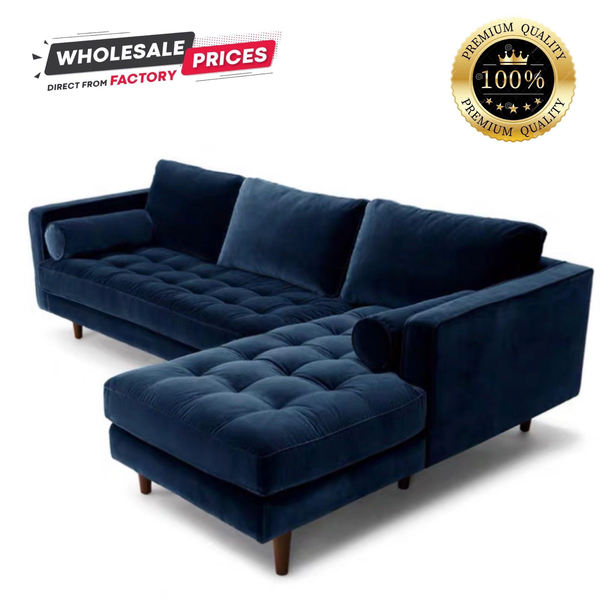 Hudson Sofa Velvet Fabric NonSectional/ Sectional LShape 1/2/3 seater