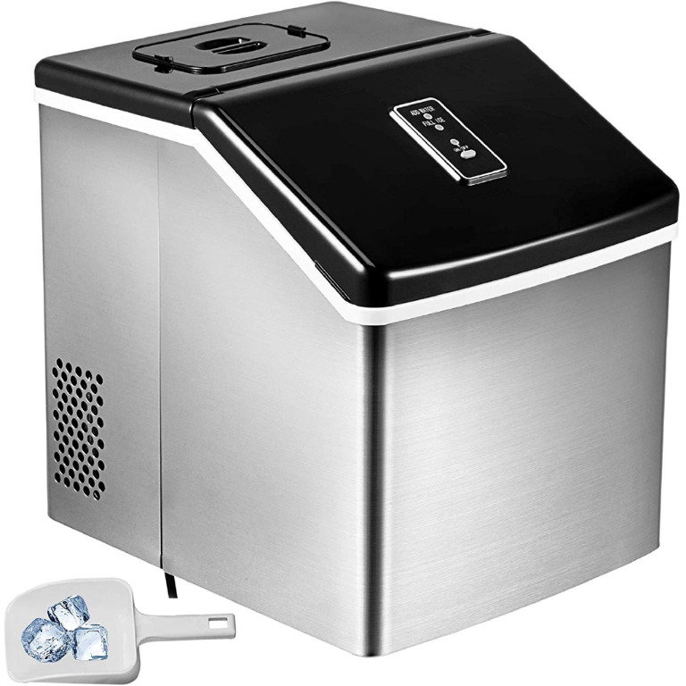 Ice Maker LED Display Stainless Steel Countertop Ice Machine Clear Ice ...