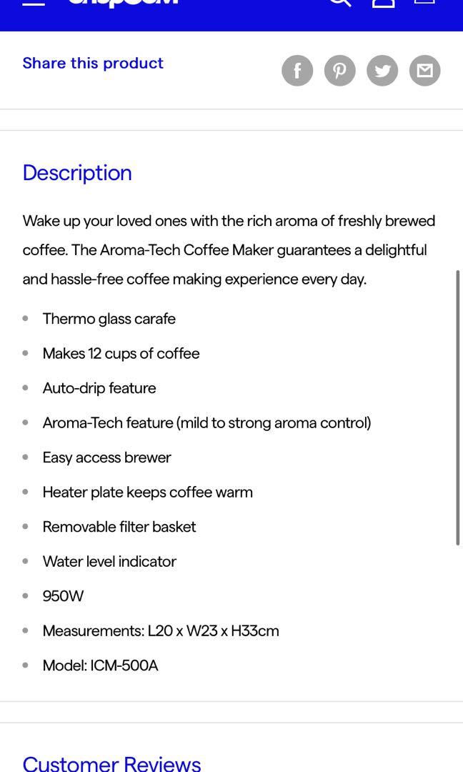 Imarflex Coffee Maker ICM500A, TV & Home Appliances, Kitchen Appliances, Coffee Machines