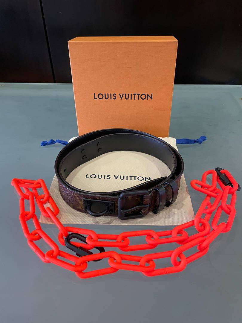 LOUIS VUITTON Virgil Abloh Santure Signature Chain Belt C/Brown×Neon Orange  Used