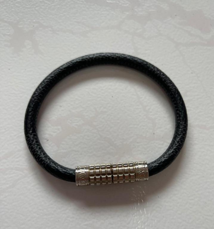 Louis Vuitton Men Digit Bracelet Size 21 Black Grey Silver Damier