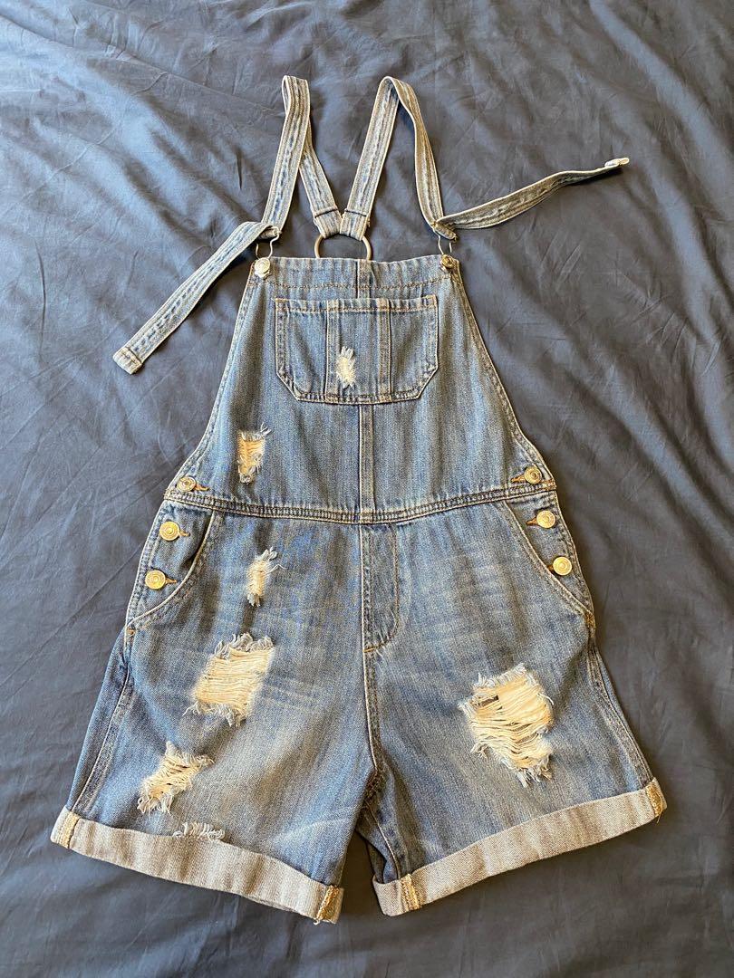 Mango Denim Overalls, Women's Fashion, Dresses & Sets, Jumpsuits on