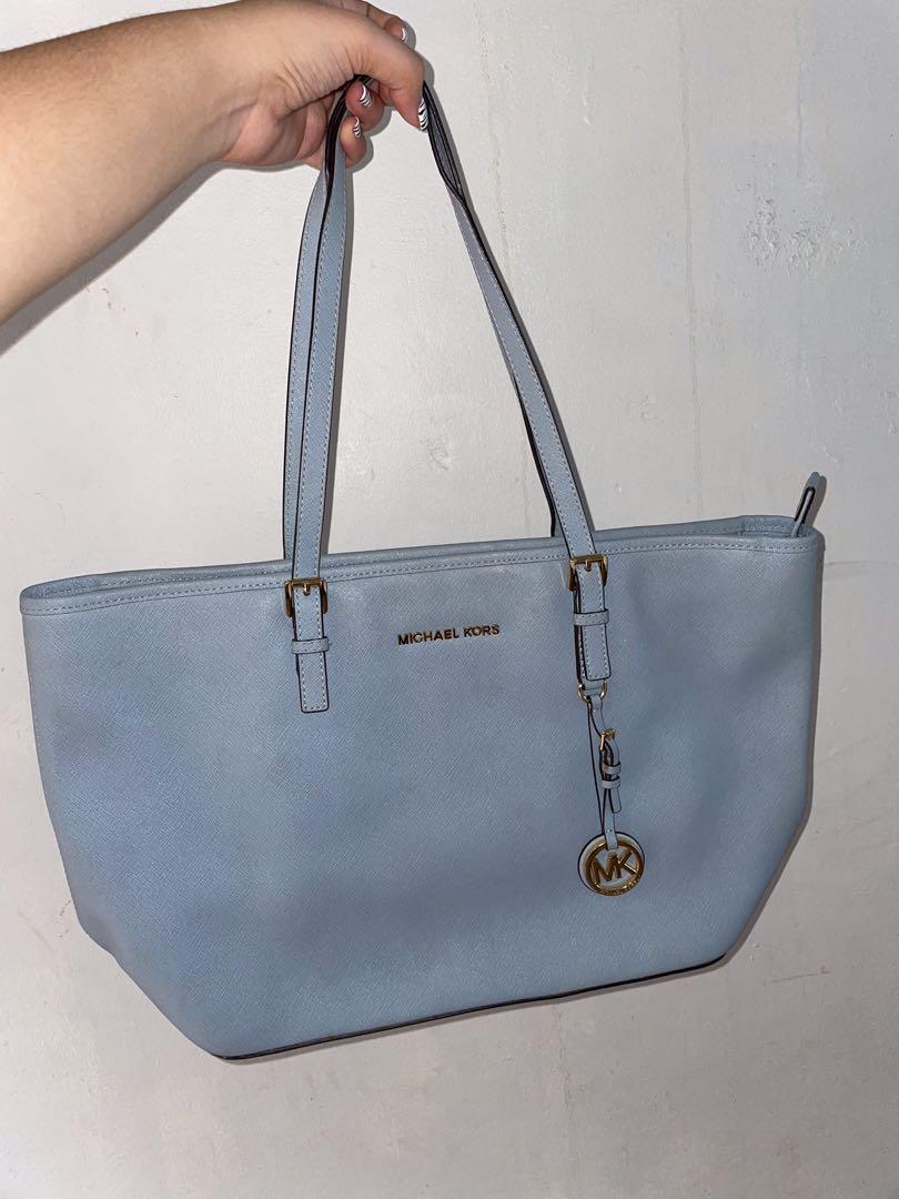 Michael kors light blue tote clearance