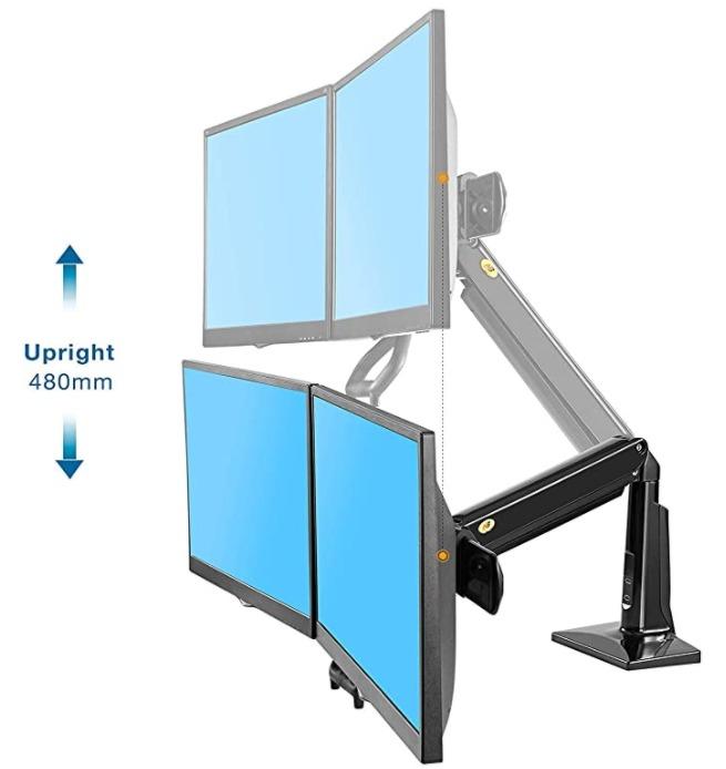 NB North Bayou Ergonomics Interactive Dual Desk Monitor Mount Fits 22