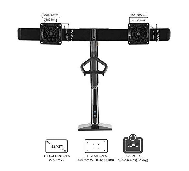 NB North Bayou Ergonomics Interactive Dual Desk Monitor Mount Fits 22
