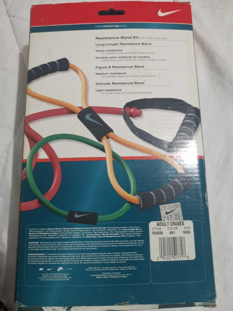 Nike resistance band kit Sports Equipment Exercise Fitness Toning Stretching Accessories on Carousell
