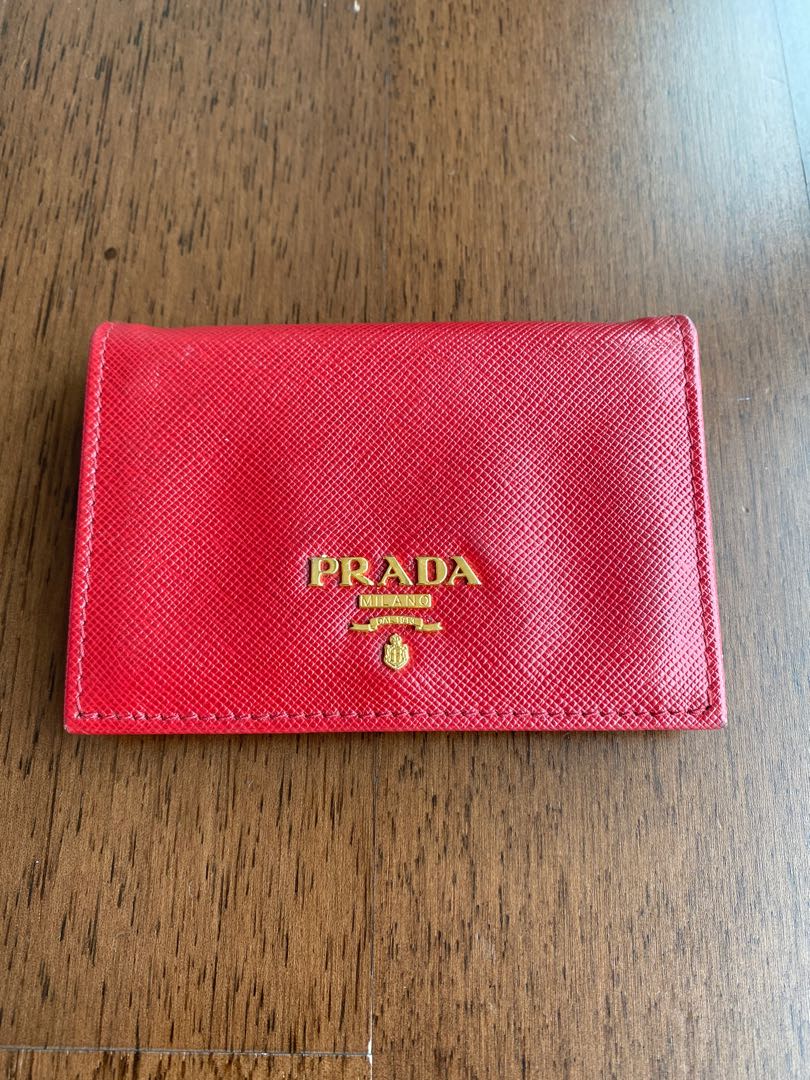 Prada Red Card Holder Luxury Bags Wallets on Carousell