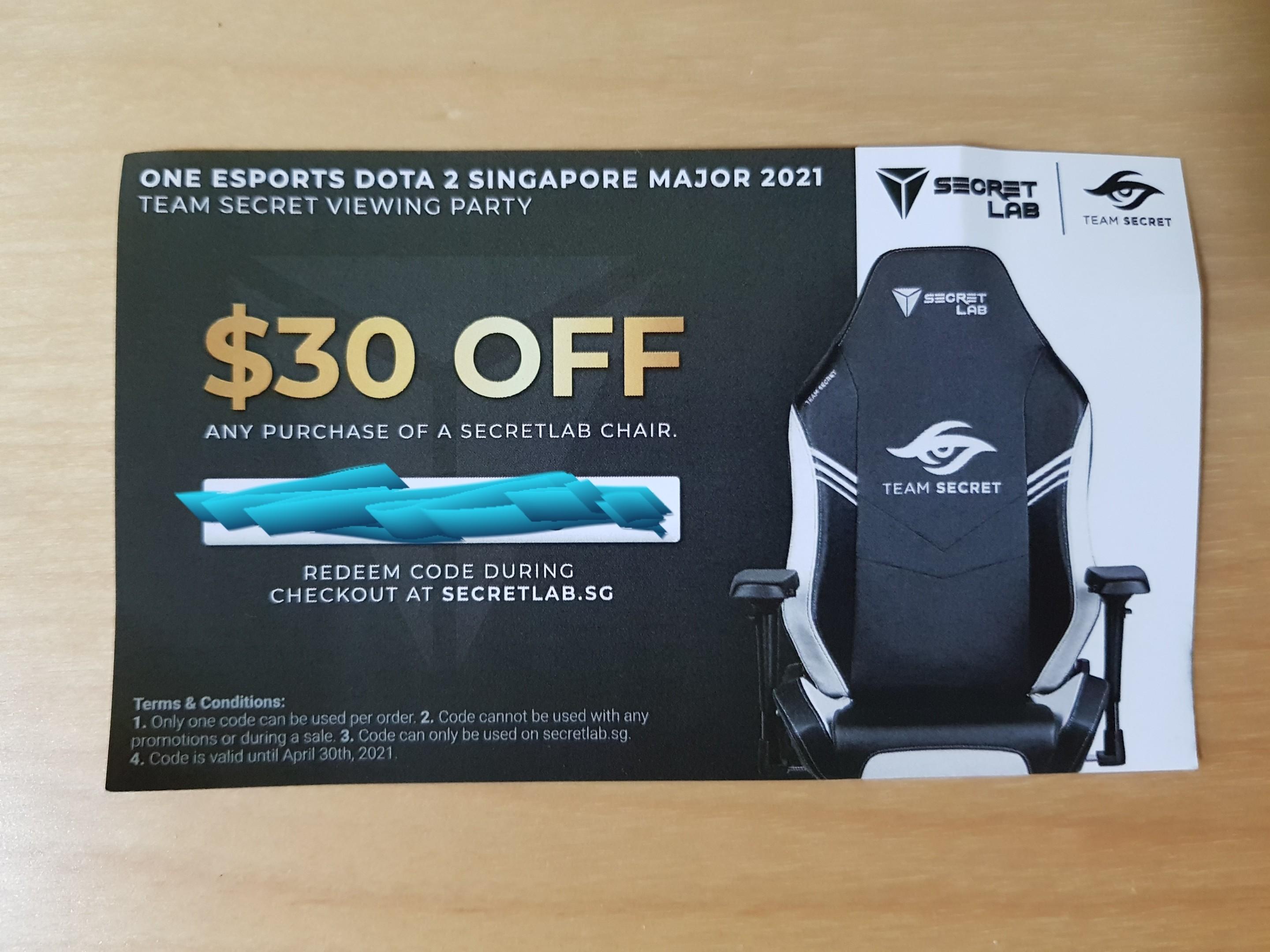 Secretlab Chair Voucher 30, Furniture & Home Living, Furniture, Chairs