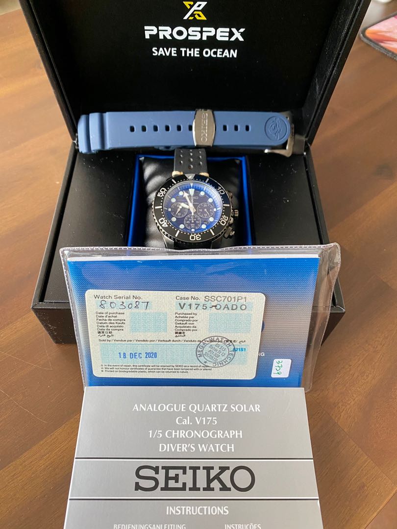 Seiko SSC701P1 Special Edition (Save the Ocean) Solar Chronograph, Mobile  Phones & Gadgets, Wearables & Smart Watches on Carousell