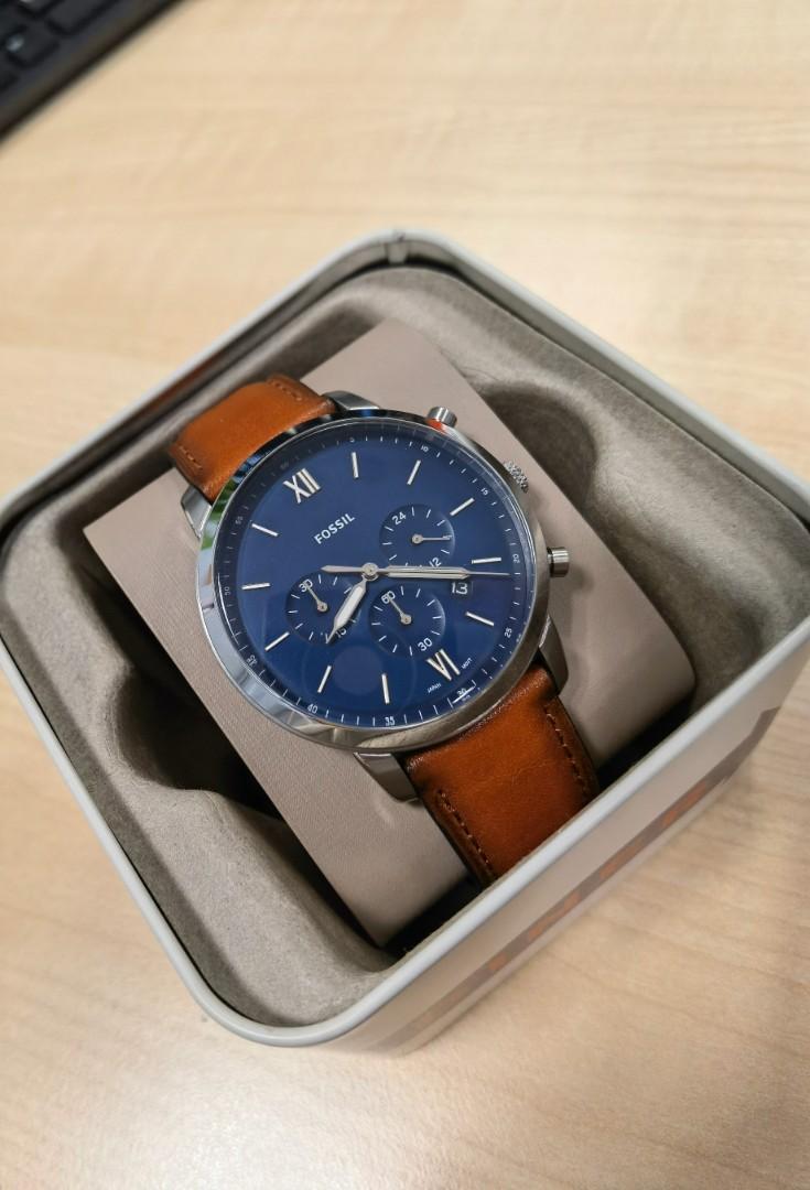 Fossil luggage leather watch sale