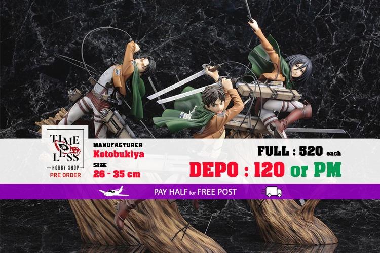 Japan Import Kotobukiya Artfx J Renewal Package Ver Eren Jaegar Mikasa Levi Ackerman Attack On Titan 正版 日版 现货 手办 进击的巨人 Toys Games Action Figures Collectibles On Carousell
