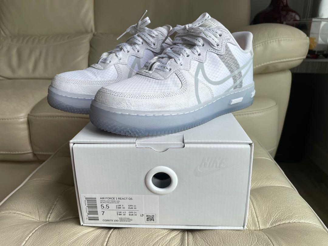 Air force 1 react qs white light bone sail men's shoe outlet