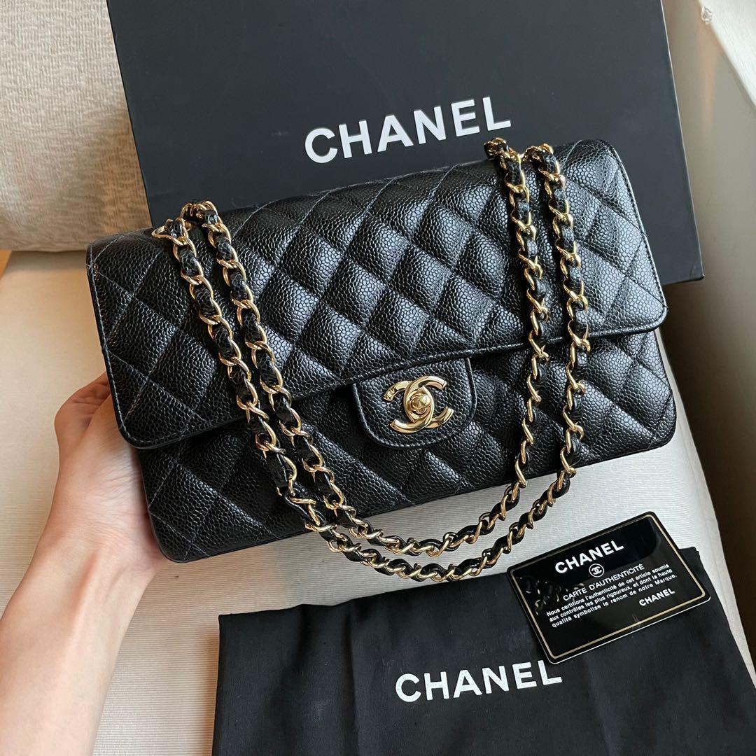Chanel Black Caviar Leather Medium Classic Flap Bag  Labellov  Buy and  Sell Authentic Luxury