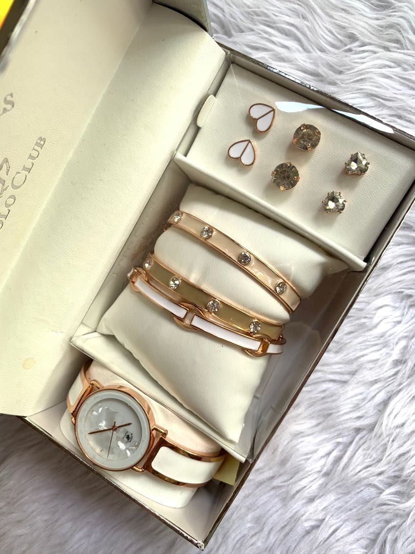 Beverly Hills Polo Club Watch Bangles Earrings Set Women s