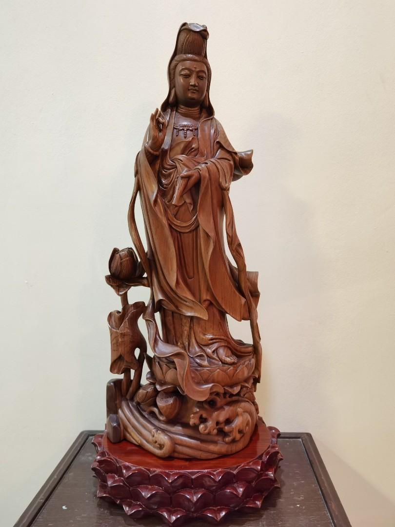 ⚠️Big size guanyin Statue wood carving wooden carved rosewood