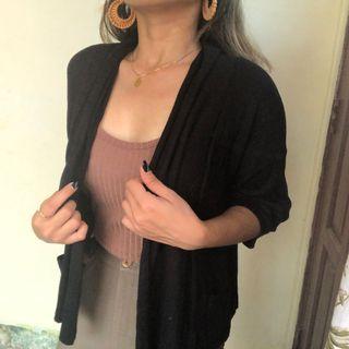 Cardigan Hitam Knit Stretch