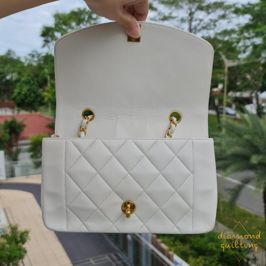SOLD) CHANEL DIANA FLAP BAG VINTAGE WHITE SMALL LAMBSKIN PRINCESS